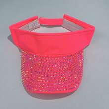 Rhinestone Decorated Crown Sun Protection Open Top Baseball Cap, Fashionable Bling Sporty Sun Hat For Summer Beach