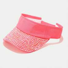Rhinestone Decorated Crown Sun Protection Open Top Baseball Cap, Fashionable Bling Sporty Sun Hat For Summer Beach