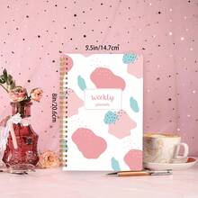 1本未設日期的日周計畫筆記本,附有習慣追蹤器、待辦清單和目標,辦公室學校用品,5.8*8.6英寸,52張-粉色 - 淺粉色 - 查看 3