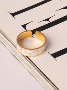 1pc Stainless Steel Open Rings For Women Fashion Gold Color Enamel Rings Female Jewelry Gift - Ring - View 2