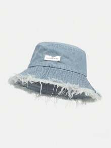 1pc Women's Denim Cap, Spring/Summer Bucket Hat, Hip-Hop Bucket Hat, Classic Patched Hat, Outdoor Sun Hat, Suitable For Daily Life And Casual Wear Street