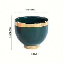 6pcs/Set Rainbow Colored Ceramic Cups, Arabic Espresso Cup/Tea Cup/Drinkware/Coffee Cup, Gold Trim, 100ml Capacity, Creative Gift Packaging - 6 Colored Gold Cup Rims - View 2