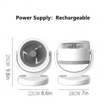 Air Circulating Desk Fan, Usb Powered Large Wind Portable Quiet Table Fan For Office And Home Use - White - View 2