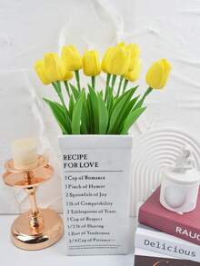 10入組12.6英寸人工漸變明亮黃色鬱金香花束,母親節禮物/母親節裝飾/情人節禮物/家居裝飾/花瓶裝飾/感激祝福禮物 - 10Pcs黃色 - 查看 7