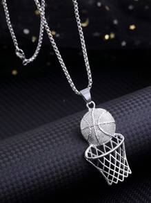 1pc Men's Hip-Hop Basketball & Hoop Shaped Pendant Necklace