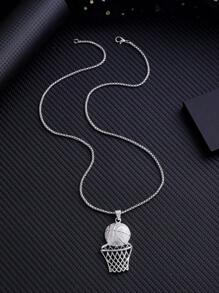 1pc Men's Hip-Hop Basketball & Hoop Shaped Pendant Necklace