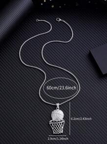 1pc Men's Hip-Hop Basketball & Hoop Shaped Pendant Necklace