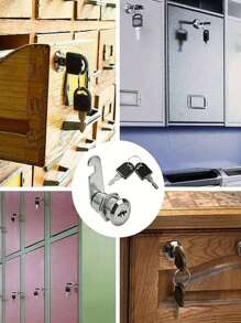 1 Pc Locker Lock, Cylinder Cam Lock, Tool Box File Cabinet Desk Drawer File Drawer Lock With Key, Closet, File Cabinet, Electrical Box, Mailbox, Cabinet, Iron Cabinet, Office Drawer Lock, Swivel Tongue Lock - Multicolor - View 6