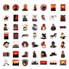50 piezas Pegatinas de dibujos animados lindos de Red Dead Redemption en colores aleatorios para decorar vidrio/taza/portátil/funda de teléfono/maleta/refrigerador/computadora/cuaderno/escritorio, pegatinas impermeables y autoadhesivas para manualidades, scrapbooking y DIY
