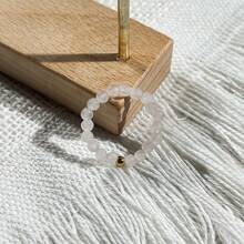 1 Pieza Anillo Elástico Hecho A Mano De 3 Mm De Cuentas De Piedra Natural Con Cuentas De Acero Inoxidable, Accesorio De Joyería Simple Y Elegante Para Uso Diario, Viajes, Festivales