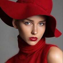 Chapéu Floppy Vermelho de Feltro Feminino com Faixa Laço - Vermelho - Visão 10