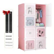 Armario Infantil Mueble Juguetero 8 Puertas 1 Colgante - Rosa - Ver 1