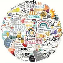 50入組西班牙語貼紙,靈感波西米亞貼紙,經文貼紙,手帳用品,信仰美學徒水樽貼紙,徒禮物 - 西班牙文勵志貼紙 - 查看 4