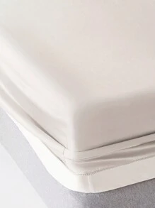 1入組超深口設計床單，純白色刷毛床單，柔軟透氣床上用品，適用於單人床或雙人床（適用於45-60cm的床墊） - 彩色 - 查看 6