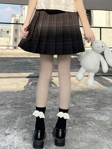 2雙潔白羽毛印花中筒情侶襪,洛麗塔風格 - 黑與白 - 查看 3