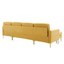 MERAX 110" U-Shape Convertible Sectional Sofa Couch With Movable Ottoman For Living Room, Apartment, Office - 黃色 - 查看 9