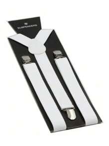 Suspensórios Masculino E Feminino - Largo 2,5cm - Várias Cor - Branco - Visão 1