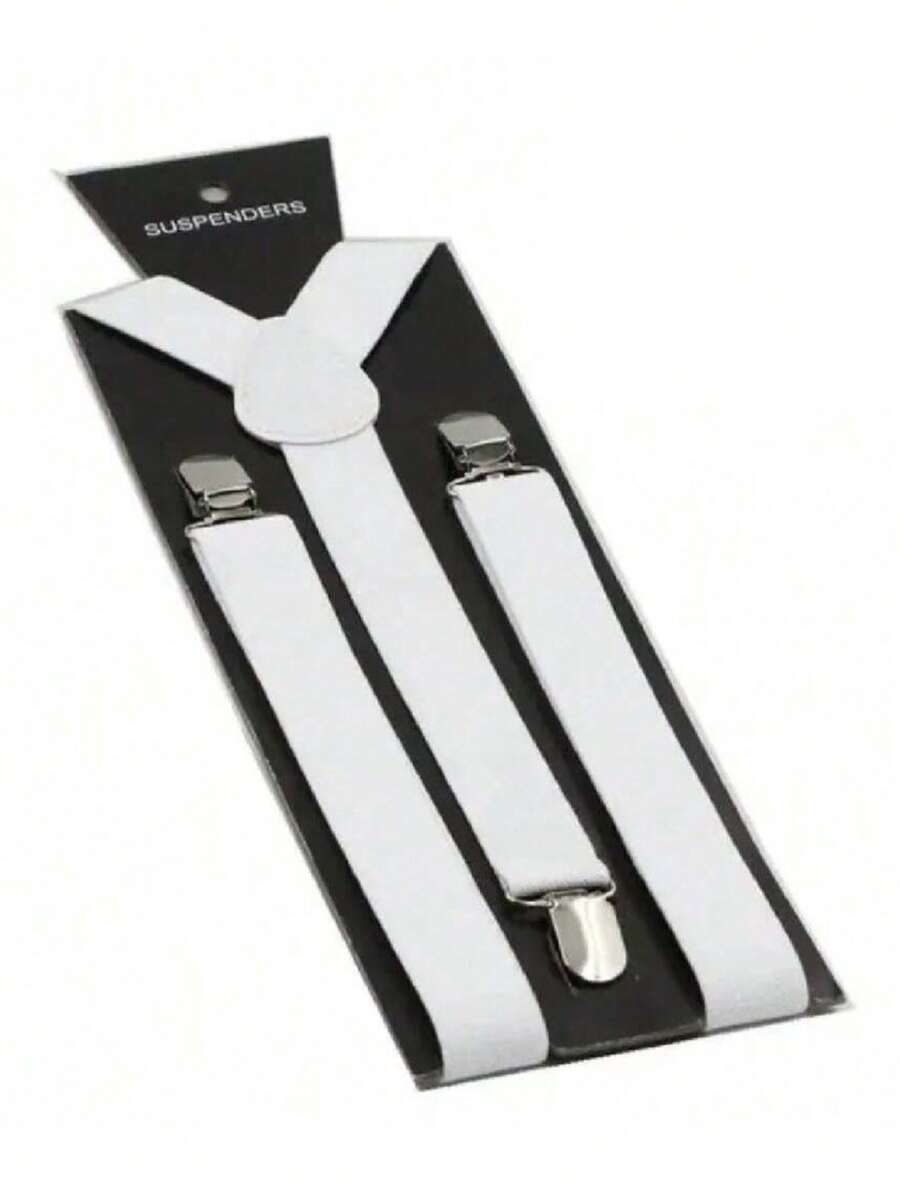 Suspensórios Masculino E Feminino - Largo 2,5cm - Várias Cor - Branco - Visão 1