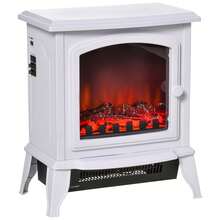 HOMCOM Chimenea Eléctrica Portátil 1000/2000W con Llama Simulada Termostato Ajustable y Protección Sobrecalentamiento para Salas de hasta 25 m² 36,5x24x45,5 cm - Blanco - Ver 3