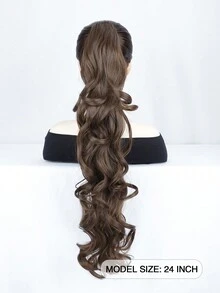 马尾辫接发，爪夹马尾接发，多层长波浪卷发马尾辫夹式假发，柔软天然合成假发，适合女性日常使用（深棕色） - Dark Brown - 查看 7