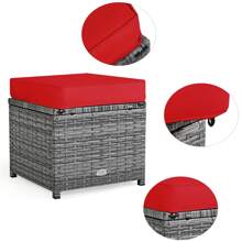 7 PCS Patio Rattan Dining Set Sectional Sofa Couch Ottoman Garden White\Red\Black - Đỏ - Xem 8