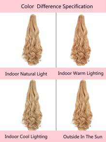 合成鬃毛馬尾爪夾頭髮擴展150克/包拉繩捲曲波浪頭髮髮套18英寸長光滑頭頂馬尾 - 香檳色 - 查看 9