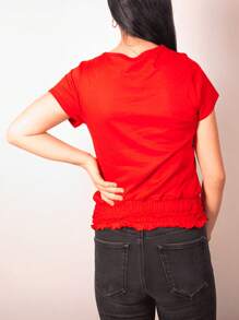 BLUSA CON CADENA, ELASTICO EN CINTURA - Rojo - Ver 2