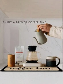 1/2pcs Coffee Mat - Hide Stain Absorbent Rubber Backing Quick Dry Mat For Kitchen Counter Coffee Bar Accessories Dish Drying Mat For Coffee Maker Coffee Maker Coffee Pot Espresso Maker - Love 2 - View 7