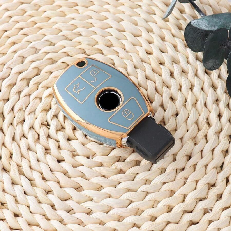 Mercedes Benz A B C S Class Amg Gla Cla Glc W176 W221 W204 W205鑰匙包車用tpu配件鑰匙扣套 - 灰色 - 查看 1