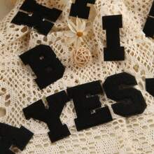 1pc White/Black English Alphabet Embroidered Patch For Garment & Accessory Diy, Computer Embroidery,School