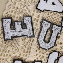 1pc White/Black English Alphabet Embroidered Patch For Garment & Accessory Diy, Computer Embroidery,School