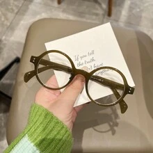 Ladies' Black Thick Frame Round Glasses With Metal Hinges, Full Rim Eyewear For Daily Dressing Up - Multicolor - View 10