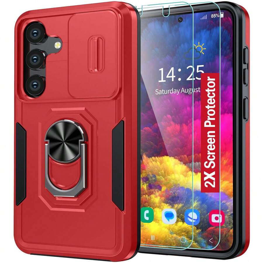 Unbeinst 適用於三星 Galaxy S24 / S24 Plus / S24 Ultra 手機殼，[內置滑動相機保護蓋＆可旋轉支架][2*屏幕保護膜]防震防刮擦三星 S24 / S24 Plus / S24 Ultra 5G 手機殼