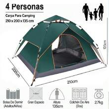 Automática Tienda Casa Campaña Camping Acampar Para 4persona - Verde - Ver 2