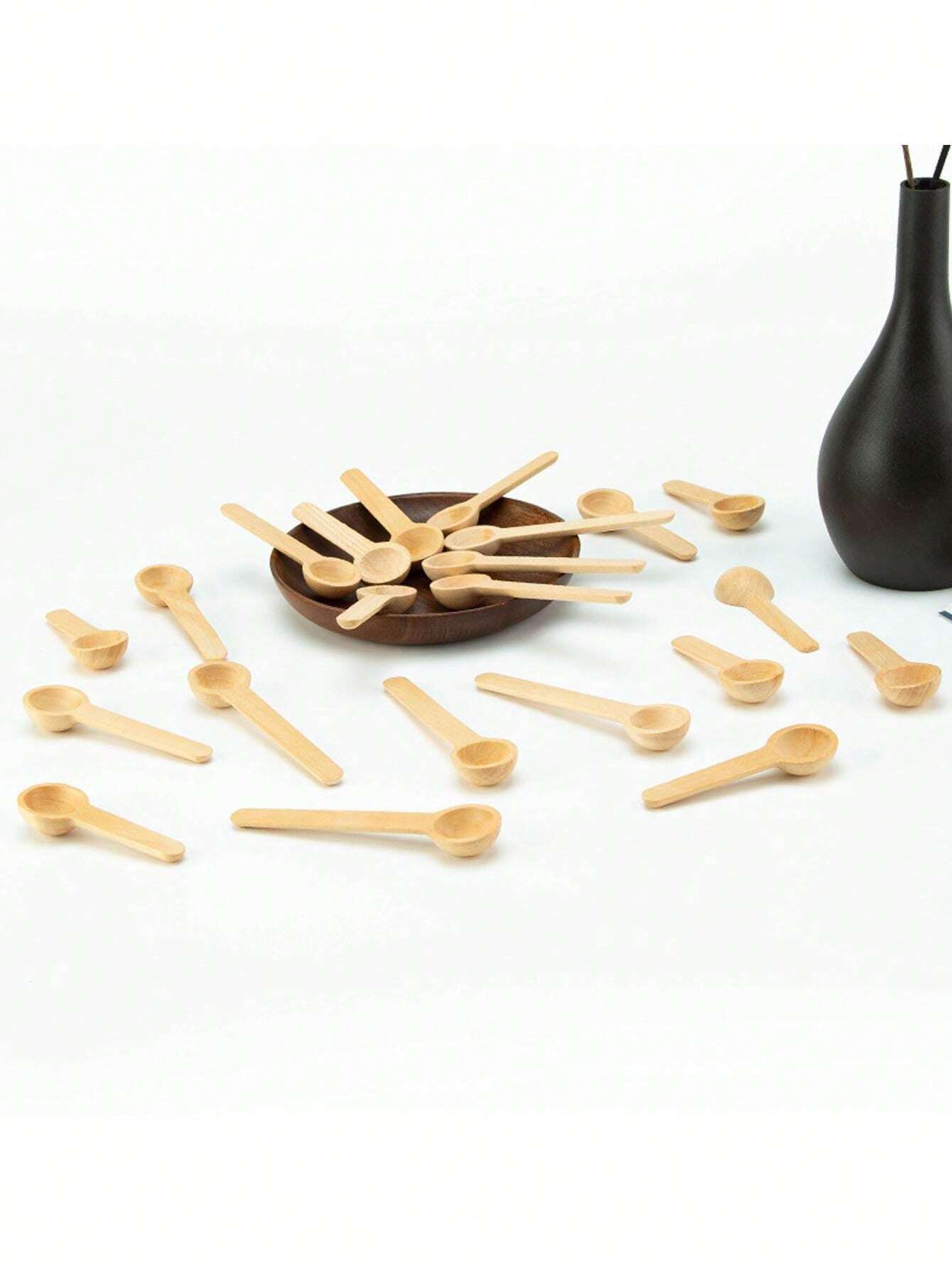 6pcs/10pcs/20pcs Mini Wooden Seasoning Spoons, Small Salt Spoons