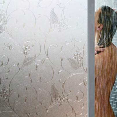 1片窗戶隱私保護膜,葡萄藤圖案玻璃窗贴膜,窗口吸附貼膜及無膠靜電吸附窗貼。能阻隔太陽紫外線,適用於家庭、辦公室和廚房。