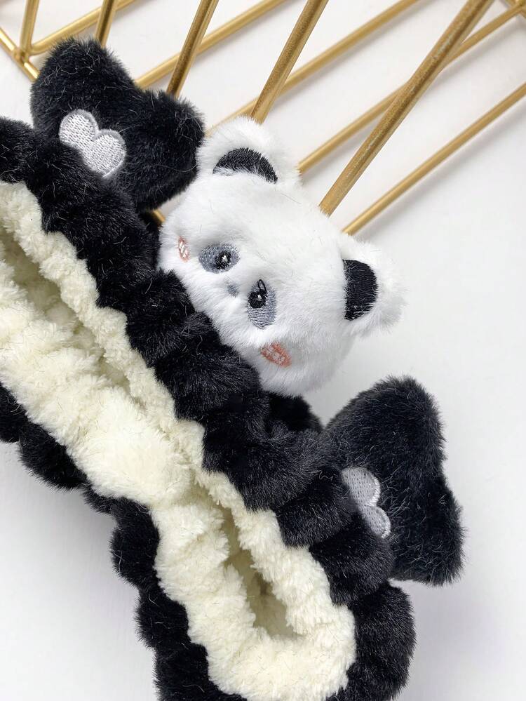 1pc Cartoon Panda Headband, Perfect For Washing Face, Applying Facial Mask, Cosmetics, And Preventing Hair From Falling Into Face - Black and White - View 4