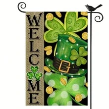 1pc Happy St. Patrick's Day Garden Flag (Flagpole Not Included), 12x18 Inch Vertical Double Sided Buffalo Plaid Small Yard Flag - Multicolor - View 1