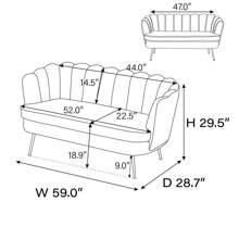 59" Wide Modern Boucle Loveseat Small Sofa Small Mini Room Couch 2-Seater Sofa With Gold Metal Legs For Small Space Office Studio Apartment Bedroom - Apricot - View 2