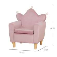 HOMCOM Sillón Infantil Mini Sofá para Niños de +3 Años con Asiento Acolchado Reposabrazos y Estructura de Madera Carga Máx. de 45 kg 50x42x58 cm Rosa - Rosa - Ver 3