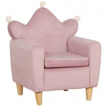 HOMCOM Sillón Infantil Mini Sofá para Niños de +3 Años con Asiento Acolchado Reposabrazos y Estructura de Madera Carga Máx. de 45 kg 50x42x58 cm Rosa - Rosa - Ver 2