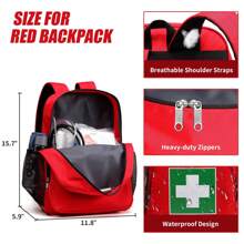 First Aid Bag Empty, Emergency Bag, First Aid Kit Bag, Travel Medicine Storage Bag, First Aid Backpack First Responder Trauma Bag For Camping Cycling Hiking Daycare Outdoors - 紅色 - 查看 3