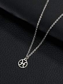 1pc Zodiac Sign Optional Titanium Steel Pendant Necklace, Double Sided Polished Stainless Steel Sweater Chain - Twelve Zodiac Signs - View 15