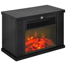 HOMCOM Portátil Mini Estufa Eléctrica Calefactor Chimenea Pequeña Termostato Ajustable 600/1200W Llama Decorativa 34x17x25cm - Negro - Ver 3