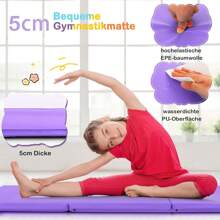 Soft Floor Mat, 180 X 60 X 5 Cm Non-Slip Yoga Mat With Fasteners And Carrying Handles, Foldable Gymnastics Mat Made Of PU Leather, Gymnastics Mat For Training Gymnastics And Yoga - 紫色 - 查看 3