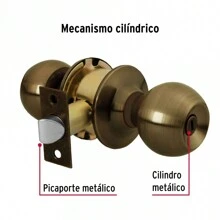 Cylindrical Sphere Lock, Bathroom, Antique, Blister, Hermex - 鏽棕色 - 查看 2