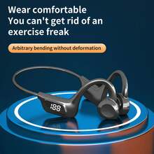 1 Pieza Audífonos Inalámbricos True Wireless S9 Con Pantalla LED Auriculares de conducción ósea | Auriculares Deportivos inalámbricos Open Ear Blue Tooth 5.1 - Auriculares Impermeables IPX5 a Prueba de Sudor para Correr, Andar en Bicicleta, Caminar - Negro - Ver 4