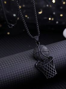 1pc Men's Hip-Hop Basketball & Hoop Shaped Pendant Necklace
