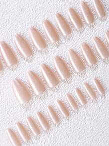 30片杏仁形闪粉美甲贴纸套装，包含1个指甲锉和1瓶果冻指甲油，甜美风格美甲配件及用品 - 淺粉色 - 查看 5