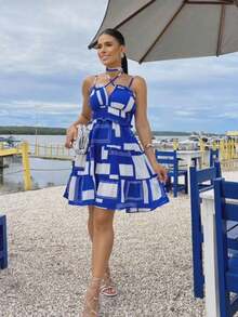 Women Dresses - Màu xanh lam - Xem 2